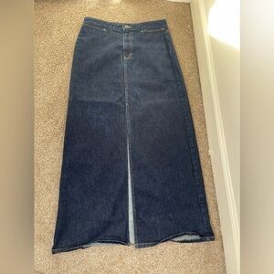 GAP Dark Blue Denim Maxi Skirt with Front Slit